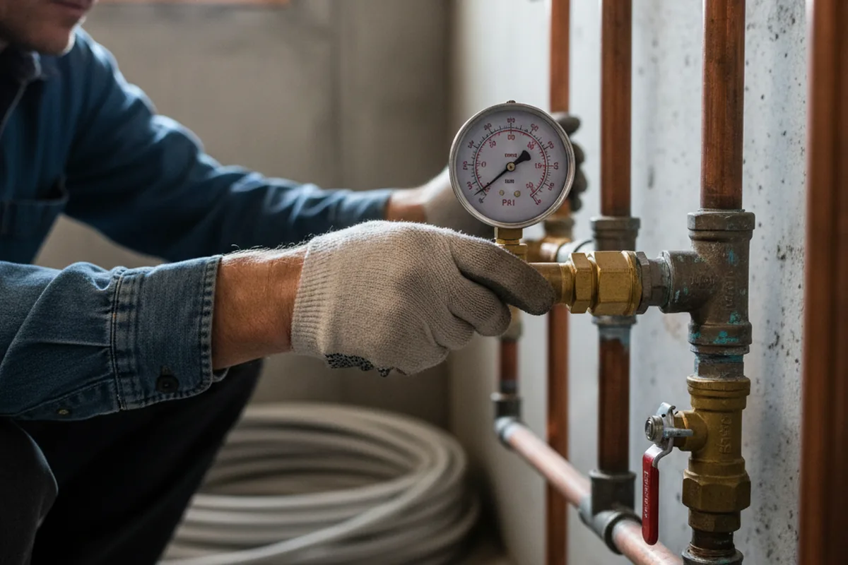 Pressure testing a repaired line during Water Line Repair in Yellow Springs